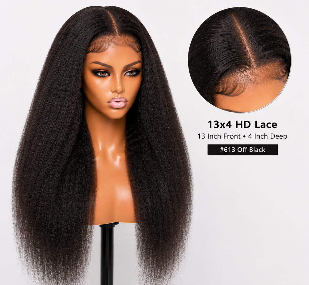 Remy Human Hair 13x4 Kinky Straight Lace Wig