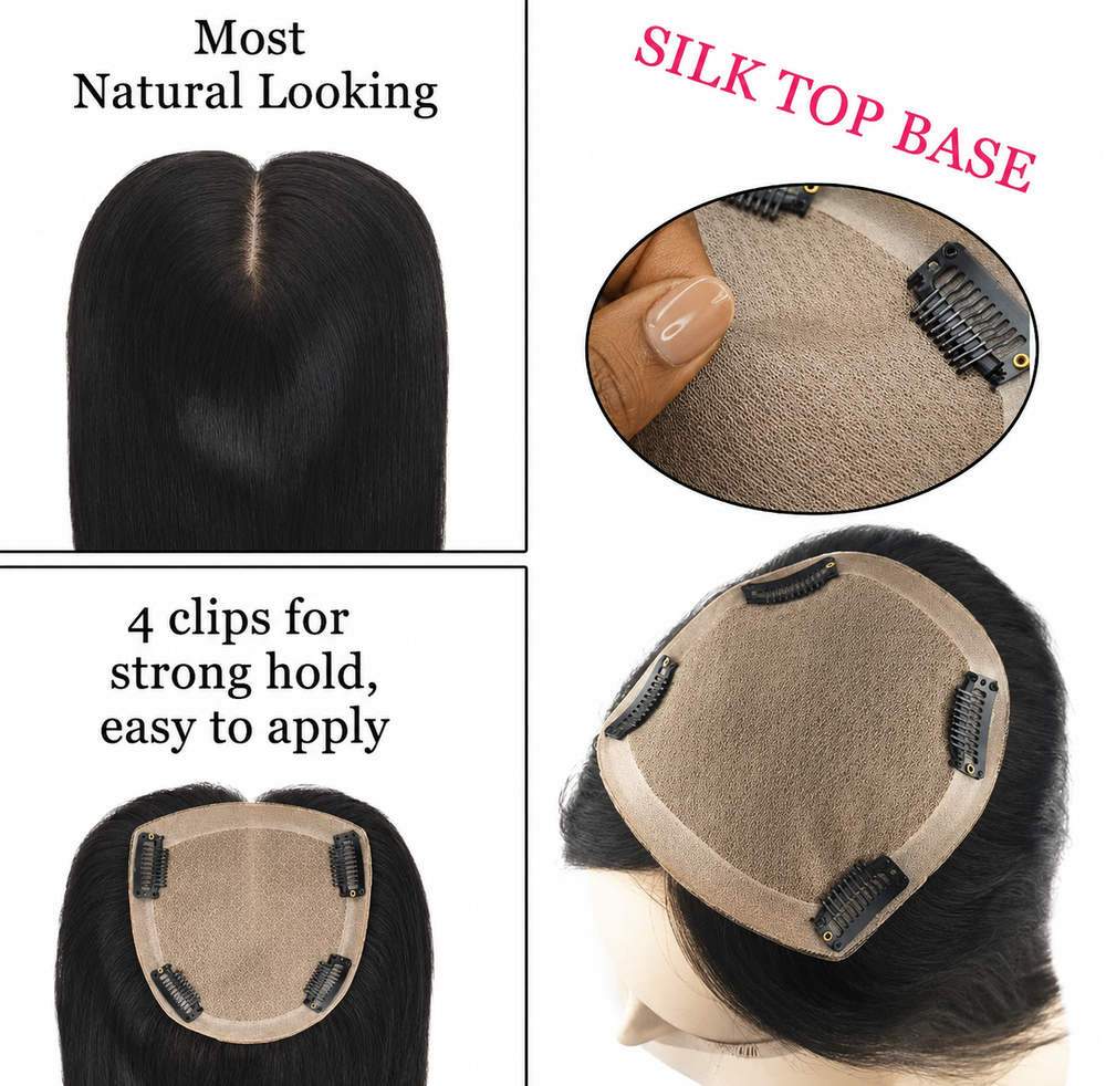 Remy Human Hair 4.75x5 Straight Silk Base Hair Topper