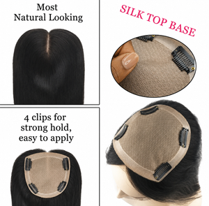 Remy Human Hair 4.75x5 Straight Silk Base Hair Topper