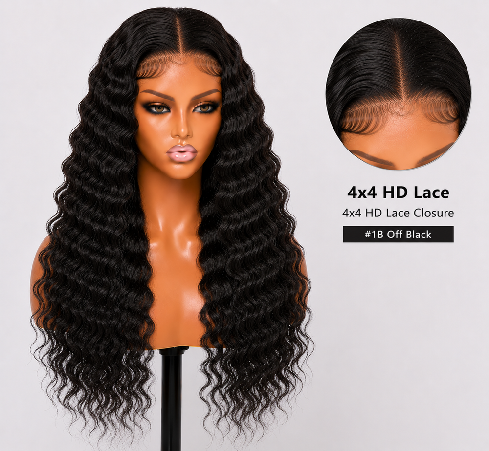 Remy Human Hair 4x4 Deep Wave Lace Wig