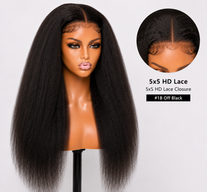 Remy Human Hair 5x5 Kinky Straight Lace Wig