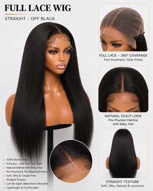 Remy Human Hair Straight Full Lace Wig