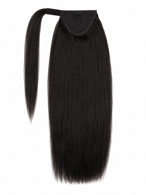 Remy Human Hair Yaki Straight Velcro Ponytail
