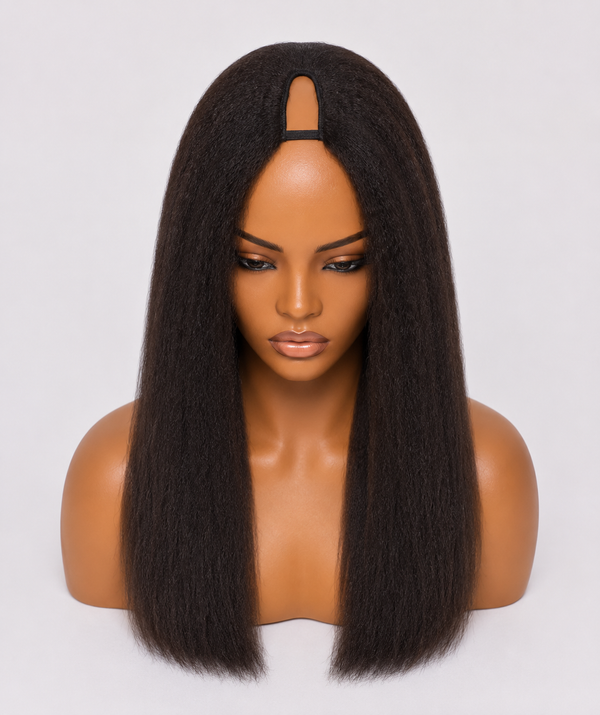 Remy Human Hair Yaki Straight U-Part Wig